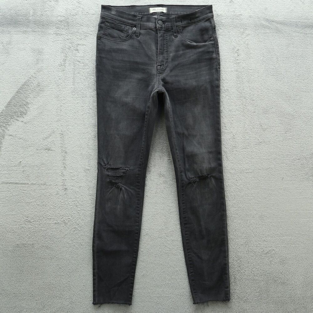 Madewell Jeans Women's Size 28 Gray 9" Mid-Rise Skinny 28.5" Inseam Distressed